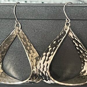 Silver Hammered Teardrop Earrings